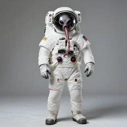 extremely detailed studio portrait of space astronaut, alien tentacle protruding from eyes and mouth, slimy tentacle breaking through helmet visor, shattered visor, full body, soft light, plain studio background, disturbing, shocking realization, award winning photo by steve mccurry
