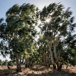 1 0 seconds long exposure photograph of eucalyptus trees, strong wind, back light, sony ar 7 ii, photographed by julie blackmon
