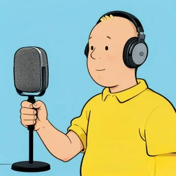tintin with headphones and big microphone on arm, in the style of moebius