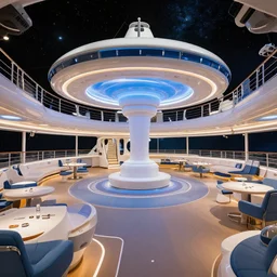 the main entertainment area onboard a large passenger cruise spaceship, from a space themed point and click 2 d graphic adventure game, art inspired by thomas kinkade