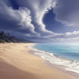 curved perspective digital art of a beach with curvy clouds by anton fadeev from nightmare before christmas