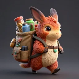 a xanathar creature in the style of pixar, adorable and whimsical, carrying a pack full of suppplies, fantasy, elegant, digital painting, artstation, unreal engine, octane render, concept art, matte, sharp focus, vibrant colors, high contrast, illustration, art by justin gerard