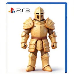 knight wearing an armor made of cookies, ps2 boxart