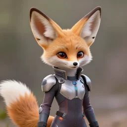 high quality character portrait of a fennec fox character wearing high tech jumpsuit, disney style, zootopia, highly detailed render, fur