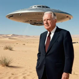 president eisenhower going to ufo in the desert, concept art