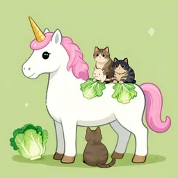 a unicorn with cats and cabbages coming out of it ’ s behind
