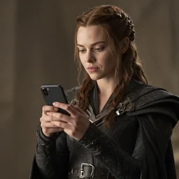 mila jovovich show her phone in game of thrones, an film scene