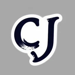 cj logo, typography, in the style of mucha, 2 d, graphic design, flat, clean