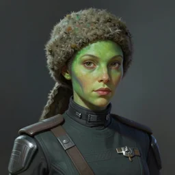 portrait of a woman by greg rutkowski, female twi'lek, green skin, wool cap, star wars expanded universe, she is about 6 0 years old, wearing uniform of the galactic alliance navy, highly detailed portrait, digital painting, artstation, concept art, smooth, sharp foccus ilustration, artstation hq