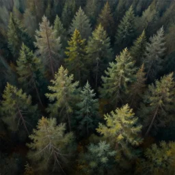 painting of a top down view of forest realistic