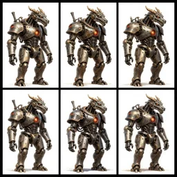 3 x 3 grid of images distant full - body drawing of a iron mechanical furnace body and dragon head, concept art by ian miller, artstation, sots art, steampunk, concept art, da vinci, greg rutkowski