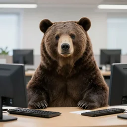 a bear is literally in an office