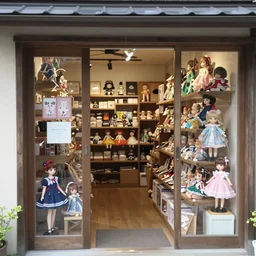 home video footage, inside of the small doll shop in japan ; daylight, summer, color vhs picture quality