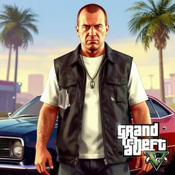 Ted Bundy in Grand Theft Auto 5 cover art, epic, 4k resolution, extremely detailed, very sharp, artstation, digital art, vibrant,