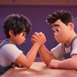 pixar charakters armwrestling. realistic, octane render, trending on artstation