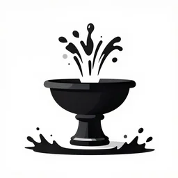 a 2 d black fountain icon, water exploding, modern design, dark paint, in the style of ancient greece, high resolution, white background, no numbers, no letters, extremely detailed, clean, vector, 4 k, concept art, award winning, black and white,