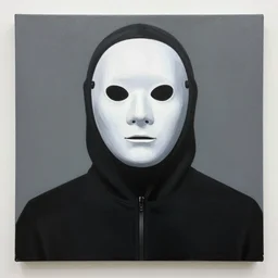 painting of mr. clean cosplaying as gigachad, completely white eyes, blank eyes, halloween mask