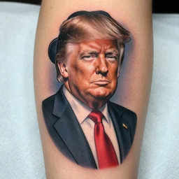 a tattoo of donald trump dressed up as a gangster.
