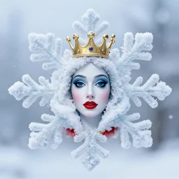 surreal photography snowflake with embedded snow queen face