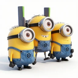 minions piloting mech suits in the style of Evangelion