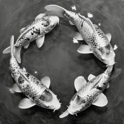 highly detailed black and white oil painting of koi fishby sergio toppi, by greg tocchini, by riccardo federici, by thomas blackshear, by jeremi lipking, by greg manchess, by laurie greasley, splash, brush strokes, elegant, cinematic light, sharp focus, illustration, harmony, dynamic composition, masterpiece, ink draw, pen,