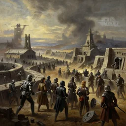 world war 1 landscape in star wars, trench warfare, atmospheric, beautiful lighting, painted by john howe and greg rutkowski