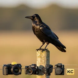 crow on a fence post, nature photography, wildlife photography canon, sony, nikon, olympus, 4 k, hd, telephoto, award winning, depth of field, golden hour