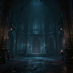 final fantasy 7 background, pre-rendered, cinematic lighting, creepy vampire mansion interior
