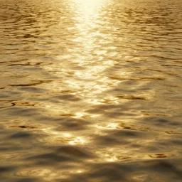 lake made of gold metal, metallic, ultra hd, 8 k, digital render, reflections