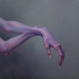 A human shapeshifter transforming | Elongated slime-like arm | Wide shot | Painting | Trending on artstation