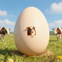 cow hatching giant egg