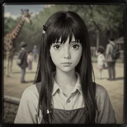 a daguerrotype 3 d render film animation still daguerrotype portrait of a zoo keeper girl, finely detailed features, at a busy zoo, gapmoe yandere grimdark, trending on pixiv fanbox, painted by greg rutkowski makoto shinkai takashi takeuchi studio ghibli, akihiko yoshida, pixar 3 d, renderman