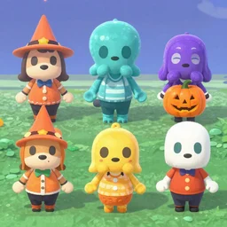 concepts of new colorful octopi animal crossing villagers by nintendo that only show up on halloween