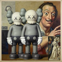 3 d abstract poster design, by kaws, james jean and salvador dali and shusei nagaoka, alexander mcqueen, textured oil on canvas, expanded surrealism, neoclassicism, renaissance, depth of field, hyper realistic, grainy, cell shaded, metallic reflections, physically based rendering, 8 k