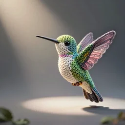 a cute crochet hummingbird