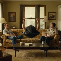 black hole trapeze living room, still from an episode of the sopranos