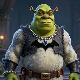 batman is shrek dreamlike with jewelry character art hyper detailed 8 k realistic frostbite 3 engine cryengine dof trending on artstation