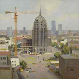 the reconstruction of a city oil painting