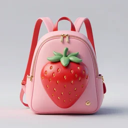 a stylish backpack in strawberry fruit shape, digital art, artgem, octane render, artstation, hasselblad photo, 4 k resolution, fashion design, product photo