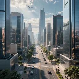 street view, cyber city town.