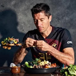 robert lewandowski doing a mukbang