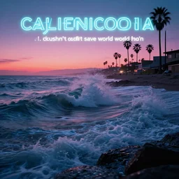and tidal waves couldn't save the world from californication, cyberwave, neon, cinematic,