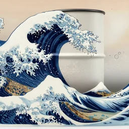 banzai pipeline barrel ; ultra - realistic 3 d depth shading ; third reef pipeline by katsushika hokusai