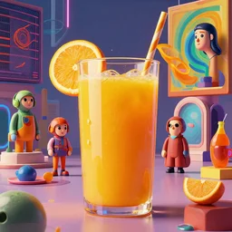 orange juice by artstation, deviantart, artfol, artslant artbox, cgsociety, gfxartist, artful, zatista, artpal, instagram, blendernation, frank stella, beeple, kopera, bjarke ingels, zawadzki, synth - wave, hyperrealism, futurism 4 k, octane render