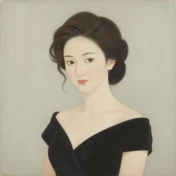 a portrait of an elegant lady, flat painting