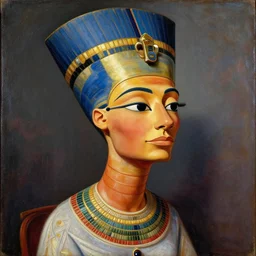 nefertiti by leonardo da vinci, oil painting, classical painting, digital art, vivid colors, sharp focus, restored