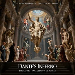 Dante's Inferno, by Rolf Armstrong and Evelyn De Morgan and Bastien Lecouffe-Deharme, dramatic lighting, high contrast colors, baroque, empyrean, panoramic view, as trending on Artstation, highly detailed, quake engine,