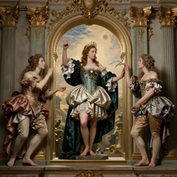 the dweller at the threshold, dramatic, elaborate emotive Baroque and Rococo styles to emphasize beauty as a transcendental, 8k image, ultra-realistic, the style of WLOP