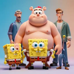 hyperrealistic rendering, fat smooth flesh monster spongebob by donato giancola and greg rutkowski and wayne barlow and zdzisław beksinski, product photography, action figure, sofubi, studio lighting, colored gels, colored background