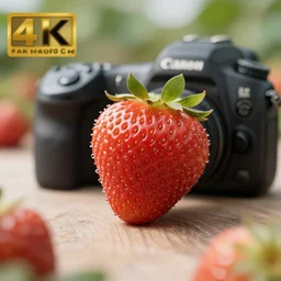 high quality presentation photo of a strawberry gold color, photography 4k, f1.8 anamorphic, bokeh, 4k, Canon, Nikon